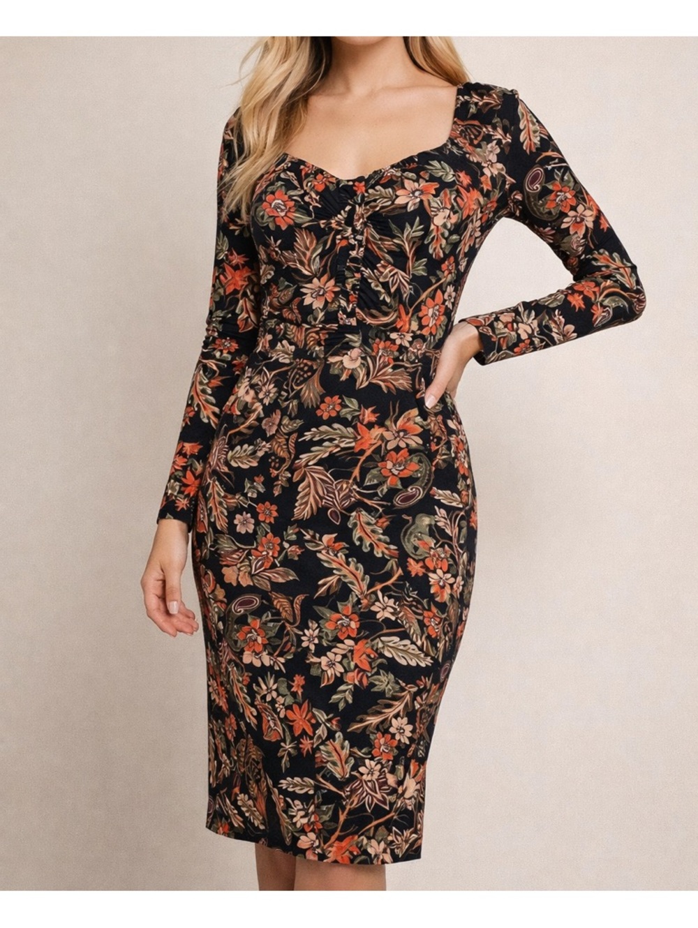 Floral dress L 100% cotton
